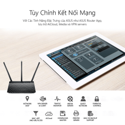 ASUS RT-AC53 Chuẩn AC750, 2 băng tần, cổng Gigabit. 2 băng tần chuẩn AC750 (2.4Ghz:300Mbps+ 5GHz: 433Mbps), 3 ăng-ten rời. Cổng: 2 port x 10/100/1000 Lan, 1 port x 10/100/1000 Wan. Hỗ trợ: truy cập từ xa qua internet, Guest network, IPV6. Hỗ trợ mod - Ảnh 5