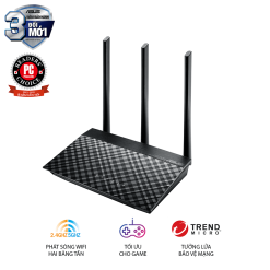 ASUS RT-AC53 Chuẩn AC750, 2 băng tần, cổng Gigabit. 2 băng tần chuẩn AC750 (2.4Ghz:300Mbps+ 5GHz: 433Mbps), 3 ăng-ten rời. Cổng: 2 port x 10/100/1000 Lan, 1 port x 10/100/1000 Wan. Hỗ trợ: truy cập từ xa qua internet, Guest network, IPV6. Hỗ trợ mod - Ảnh 2