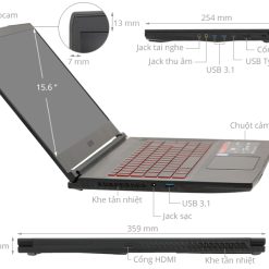 Laptop gaming MSI GF63 i5-10500H/8Gb/512Gb SSD/16504GB/15.6"FHD/W10 - Ảnh 5