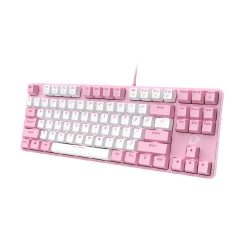 Bàn phím gaming EK87 Hồng trắng brown switch - Ảnh 3