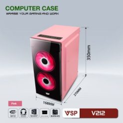 Case VSP V212 pink kèm 2 fan - Ảnh 2