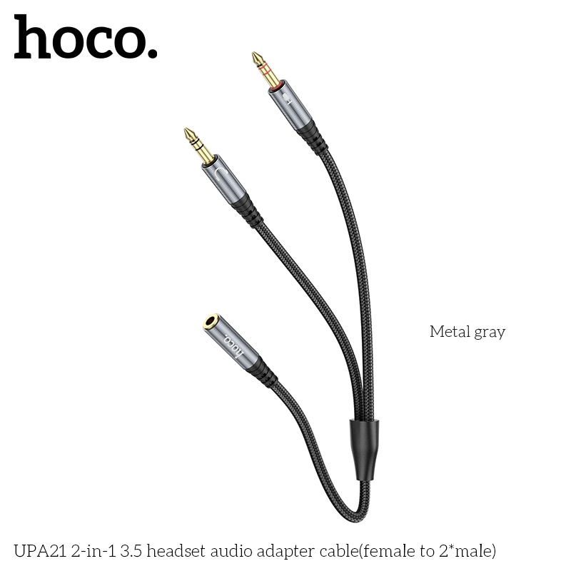 Cáp chia 2 đầu Hoco UPA21 từ 1 thành 2 giắc cắm tròn 3.5mm