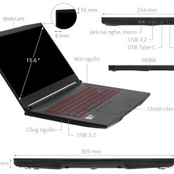 Máy tính xách tay MSI GF63 Thin 11UC-1228VN (i7-11800H; 8GB; 512GB SSD; RTX3050/4GB; 15.6" FHD; Win11; Đen) - Ảnh 6