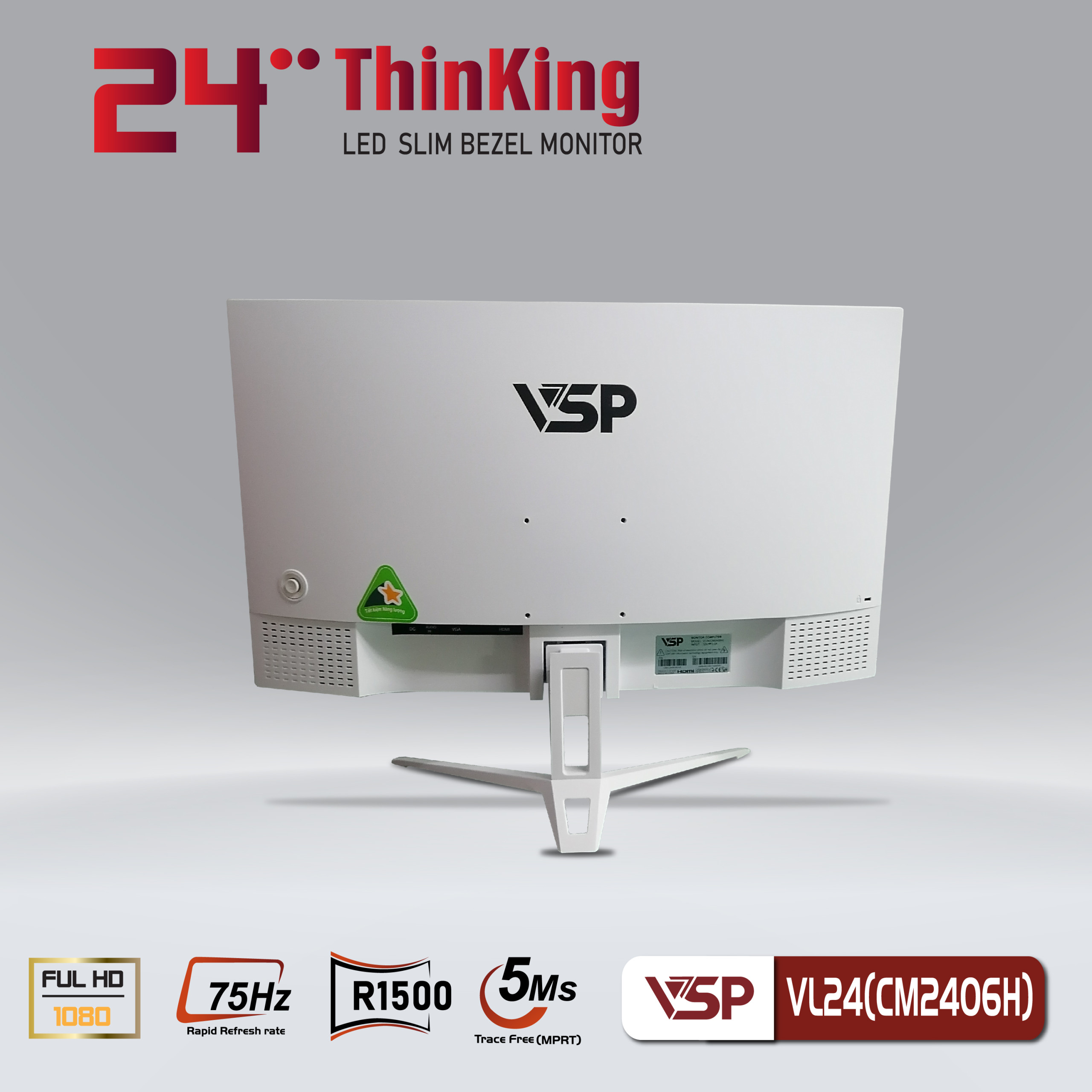 Màn hình VSP 24" VL24(CM2406H) Màn Cong Full Viền 75hz Trắng - Ảnh 3