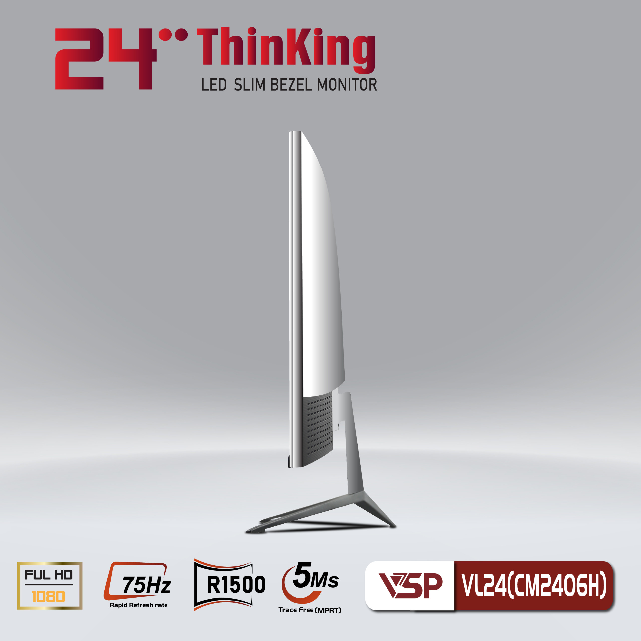 Màn hình VSP 24" VL24(CM2406H) Màn Cong Full Viền 75hz Trắng - Ảnh 4