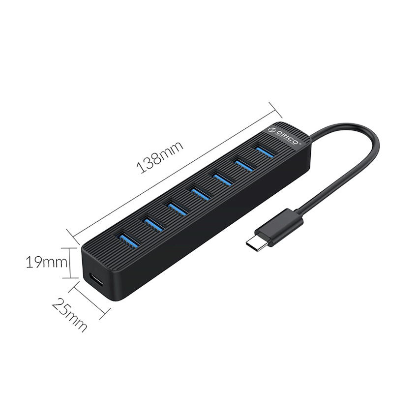 Bộ chia USB 7 cổng USB 3.0 Orico TWU3-7A-BK - Ảnh 2