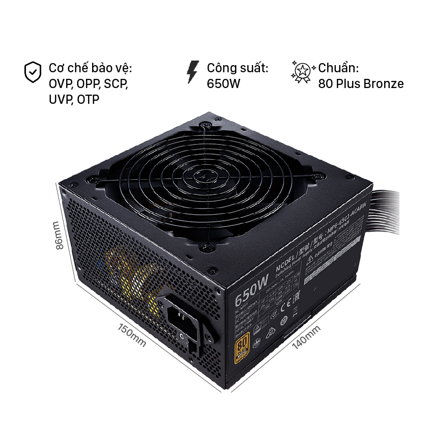 Nguồn CoolerMaster MWE Bronze V2 230V 650W 2nd - Ảnh 2
