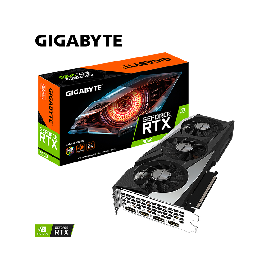 Card màn hình Gigabyte RTX 3060 Gaming OC 12G 3 fan V2 (GV-N3060GAMING OC-12GD), New full box, BH: 36 tháng