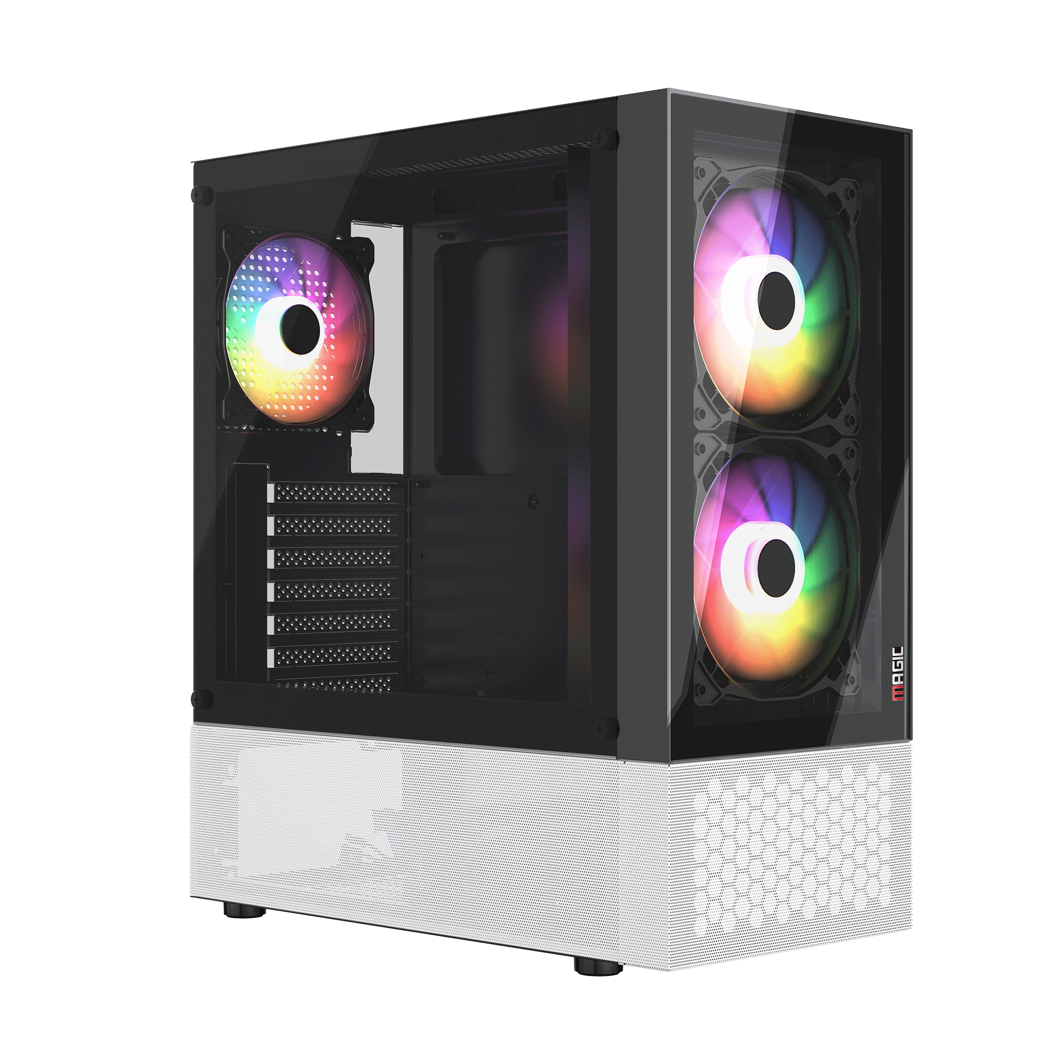 Case MAGIC GM-04 BLack and White (Sẵn 3 FAN) (ATX)