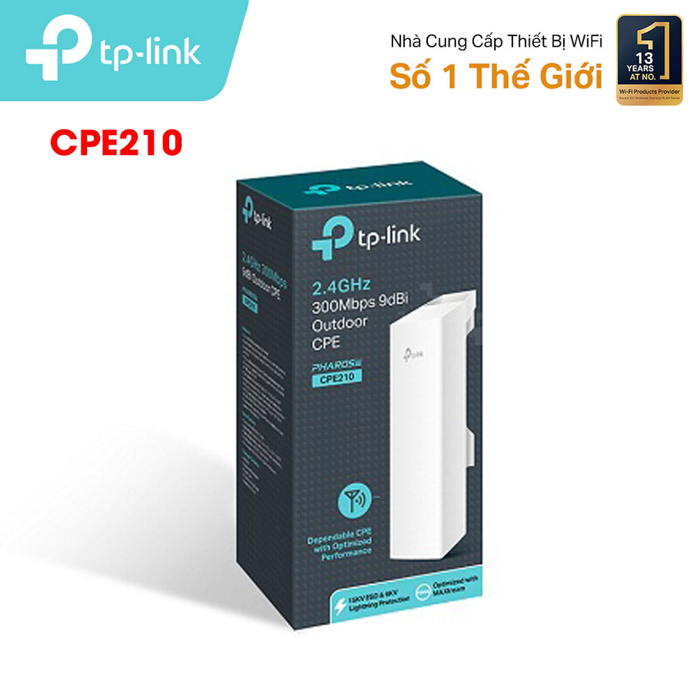 Wifi TP-LINK CPE210 Outdoor 9dBi Tốc Độ 300Mbps Băng Tần 2.4GH