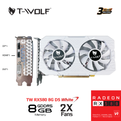 Card màn hình VGA T-WOLF  RX580 8GB 2 Fan White - Ảnh 3