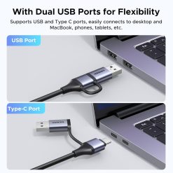 USB Capture HDMI, live streaming 2K@30Hz HDMI to USB 3.0, Type-C Ugreen 15389-CM629 - góc nghiêng