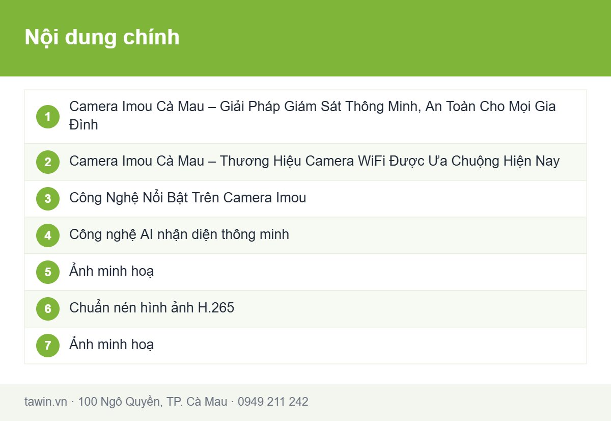 Tóm tắt nội dung chính: Camera iMou Cà Mau