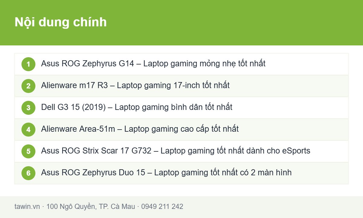 Tóm tắt nội dung chính: Top 7 chiếc laptop gaming tốt nhất nửa đầu năm 2020
