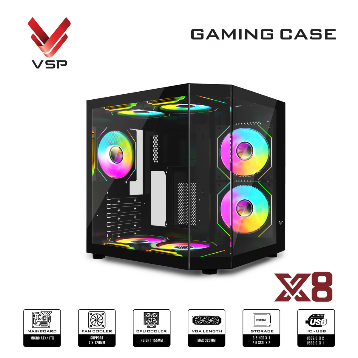 PC Tawin i5 14400F / B760M WiFi / RTX 5060 Ti 8GB / 16GB DDR4 / SSD 500GB / 750W / Case VSP X8