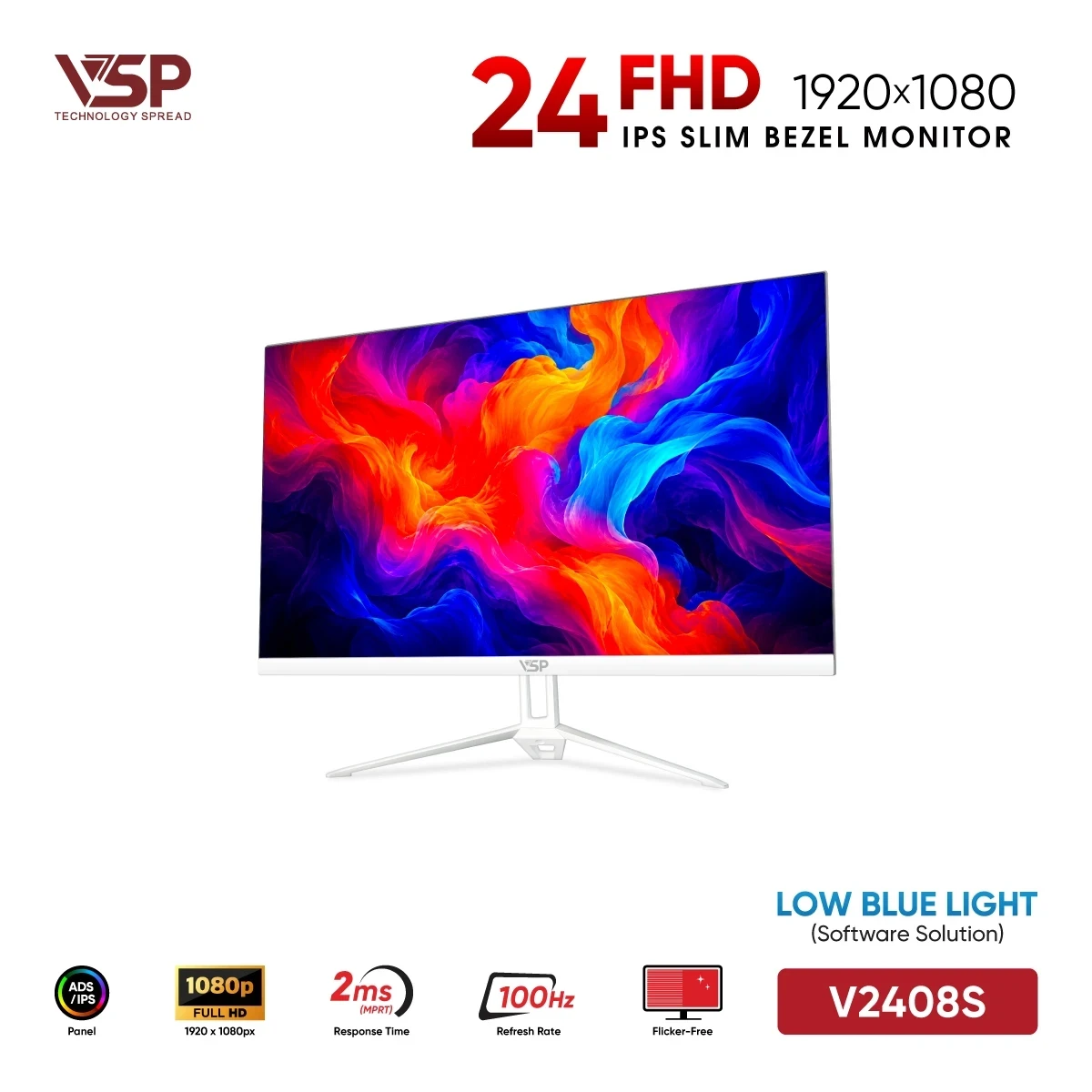 Màn hình VSP V2408S White 100Hz nhìn nghiêng