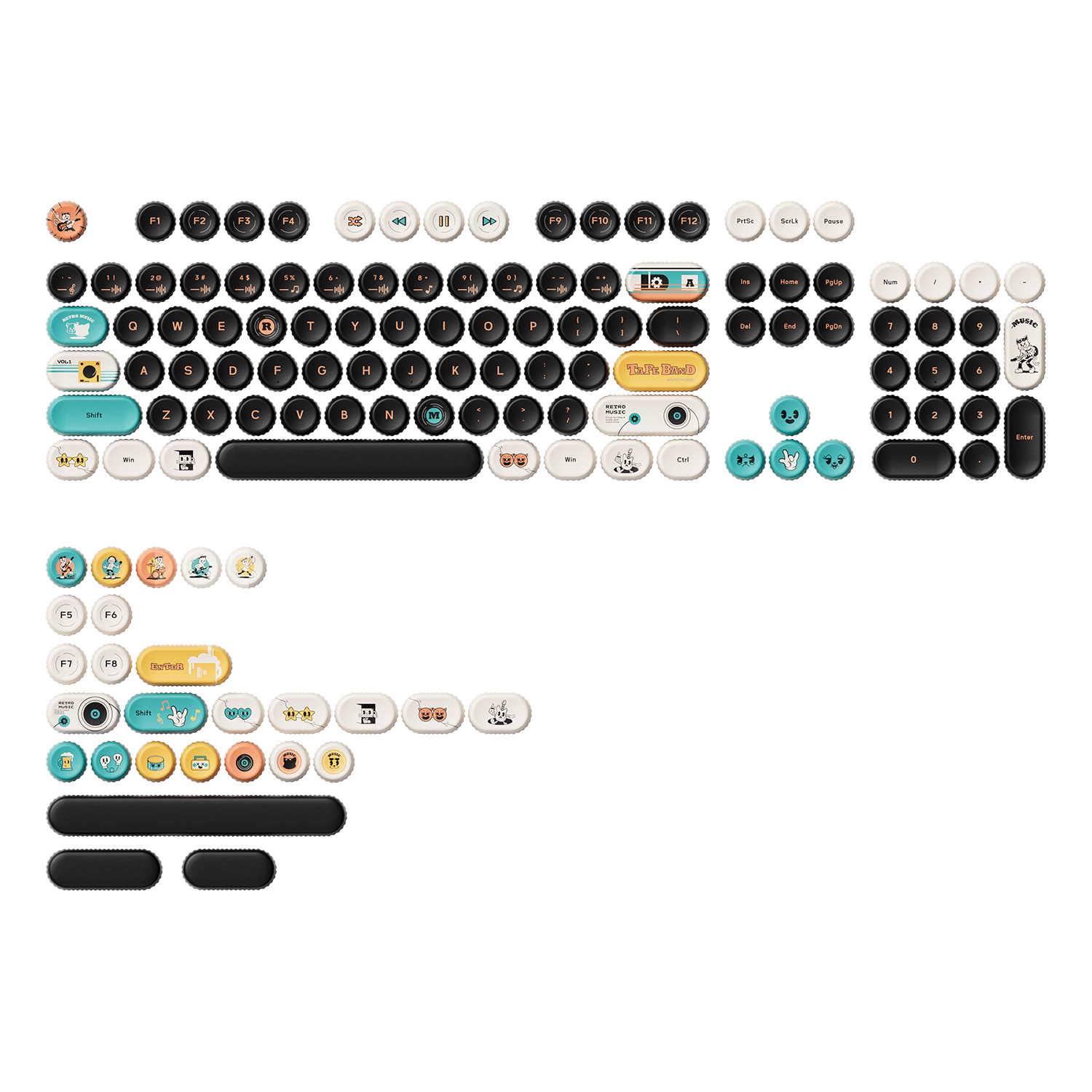 Keycap AKKO BottleCap Punk Cat 131 phím PBT dye-sub