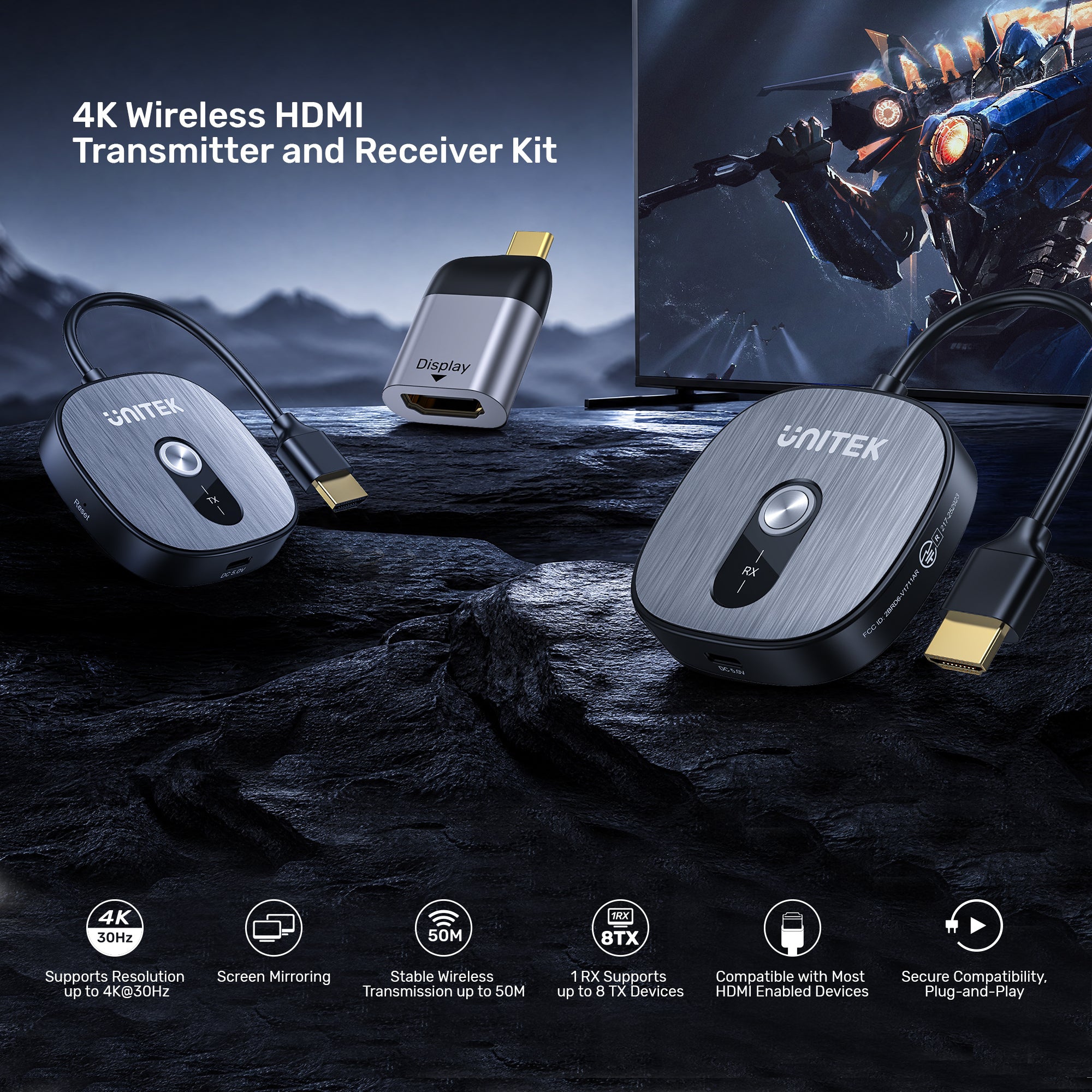 Bộ kết nối HDMI không dây 4K Unitek V1717C - trình chiếu phòng họp