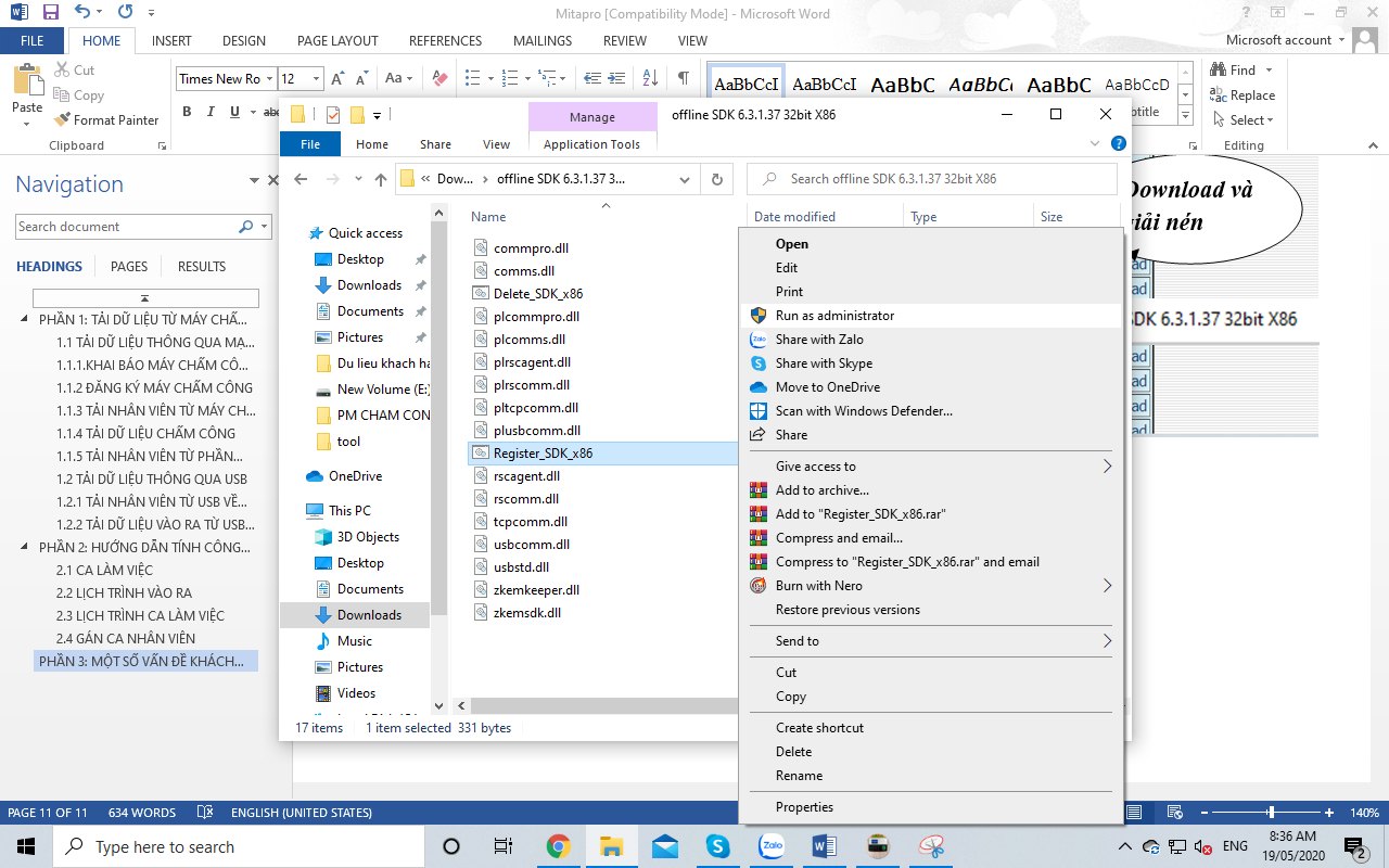 Chạy gói sửa lỗi MitaPro bằng quyền Run as administrator