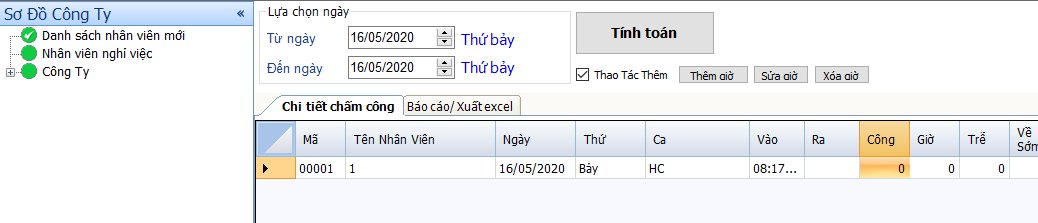 Nhân viên chấm thiếu giờ vào hoặc giờ ra trên bảng tính công MitaPro